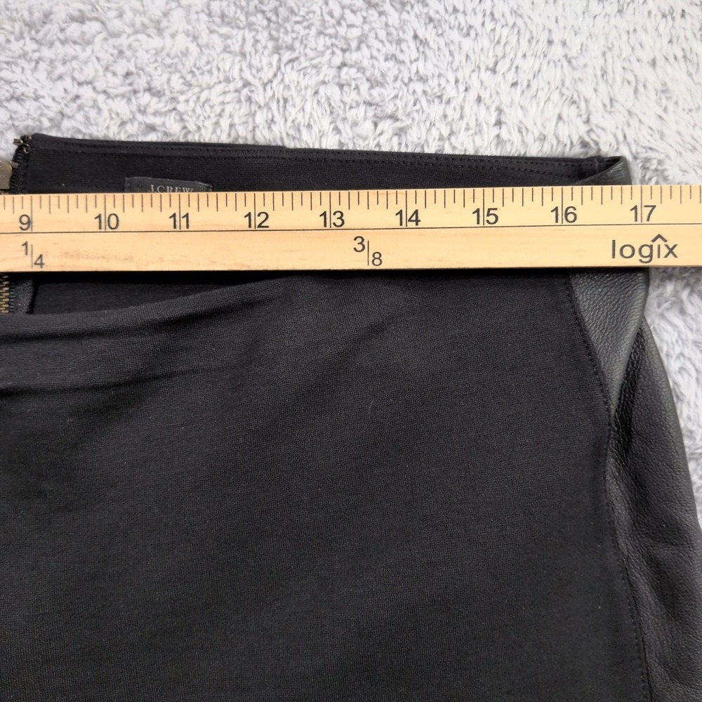 J. Crew Women's Black Size 14 Mid Rise Crop Leggings Pants Leather Trim Back Zip - Picture 7 of 16